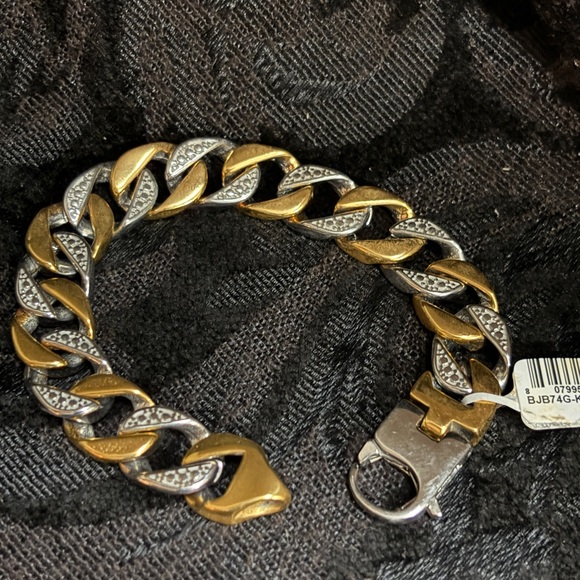 NWT- MENS 18K GOLD / SILVER BRACELET - Picture 13 of 13
